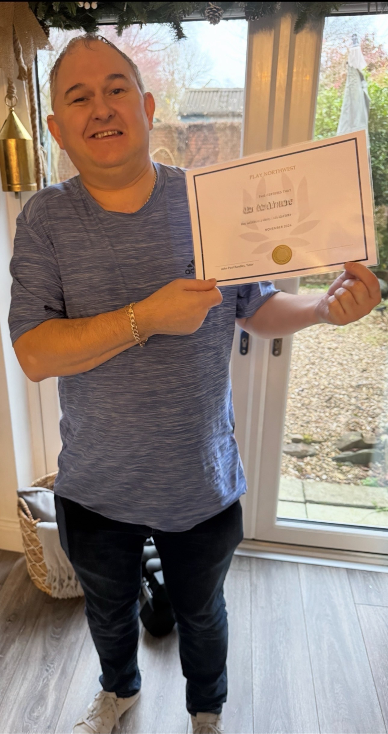 Participant playing keyboard